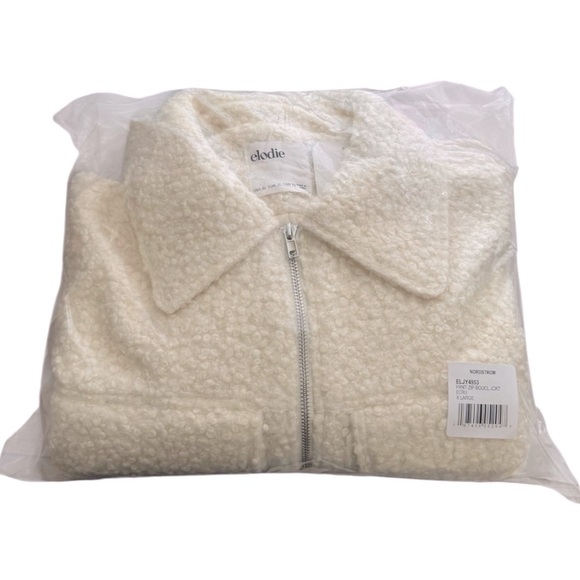 Elodie Women's Minimalist Cozy Full Zip Boucle Cream Jacket Sz XL - Picture 12 of 12